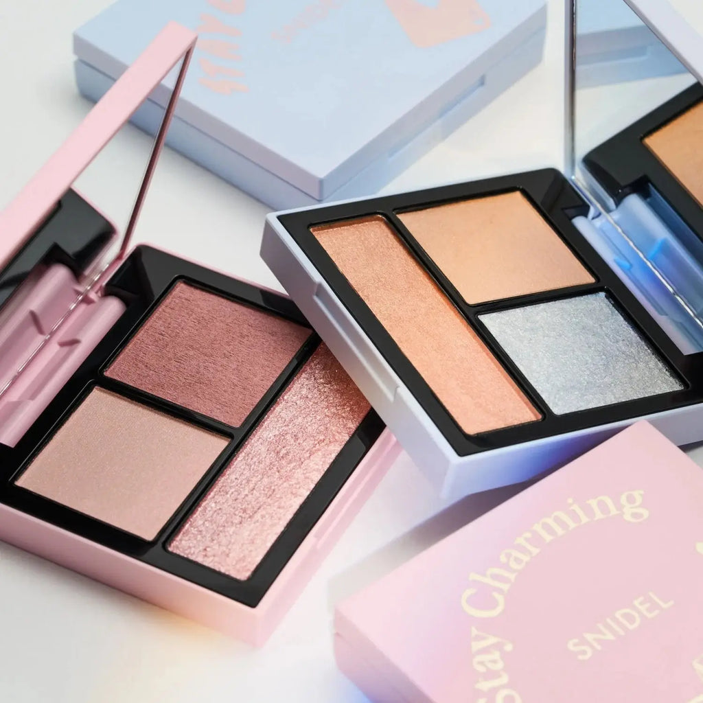 Snidel Beauty Wish Me Luck Collection palettes EX08 Stay Lucky and EX09 Stay Charming displayed together with packaging.