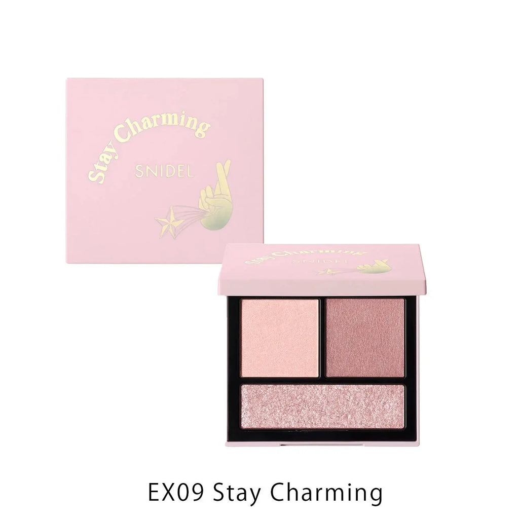 Snidel Beauty EX09 Stay Charming palette with soft pink and mauve shades in elegant pink packaging.