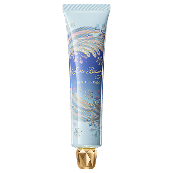 Snow Beauty hand cream in elegant packaging, hydrating and nourishing skin for a flawless complexion