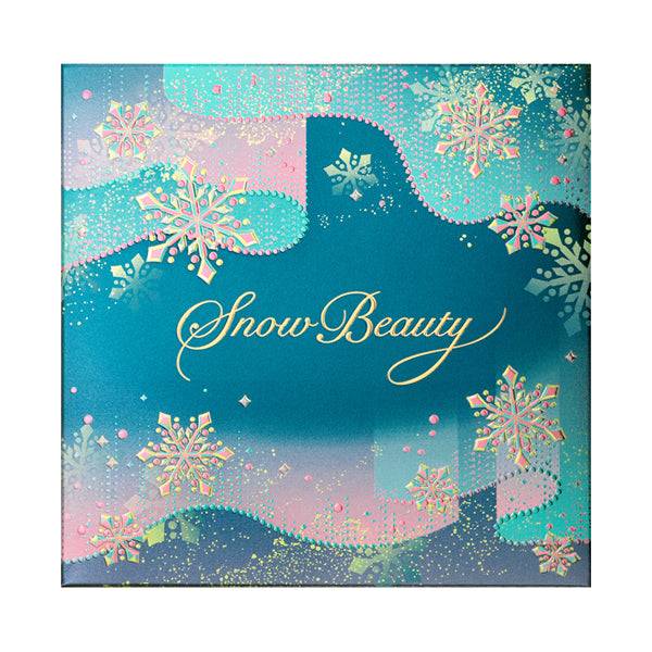 Snow Beauty Brightening Skin Care Powder A packaging box with elegant snowflake patterns and gradient blue and pink tones.