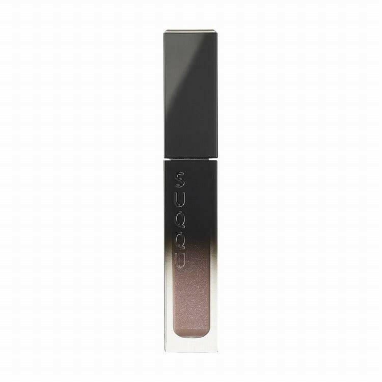 Suqqu Liquid Luster Eyes 7.3g in a sleek black and silver tube, featuring a taupe shimmer liquid eyeshadow for versatile eye looks.