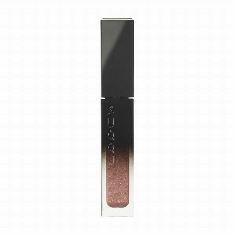 Suqqu Liquid Luster Eyes 7.3g in a sleek black and silver tube, featuring a rose shimmer liquid eyeshadow for elegant eye looks.