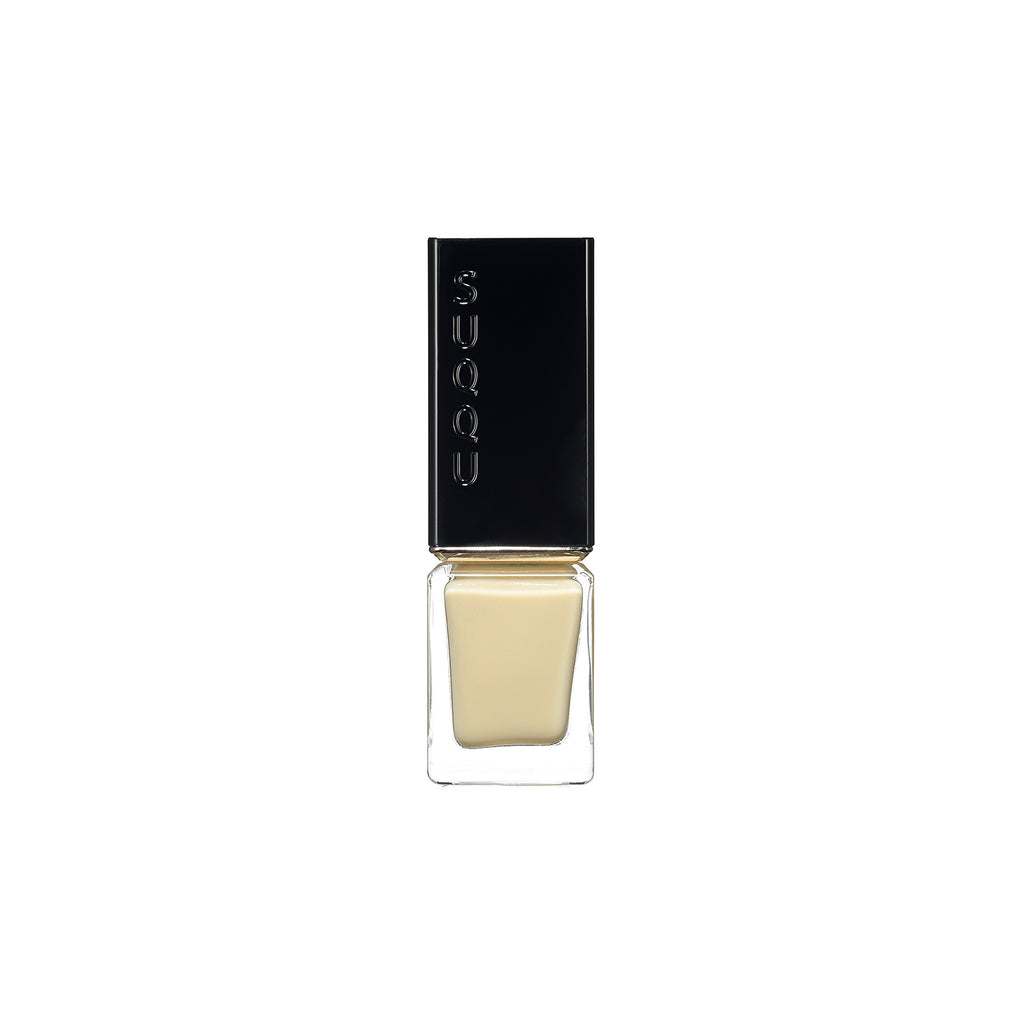 Suqqu Nail Color Polish in a soft beige shade with a sleek black cap, part of the Tokyo Beauty Box collection.