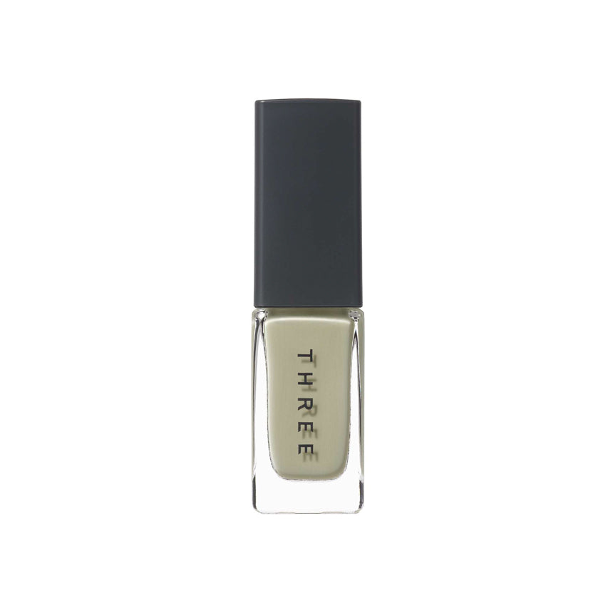 Three Nail Lacquer 7ml in muted olive green shade, perfect for subtle and earthy nail designs. Part of Tokyo Beauty Box collection.