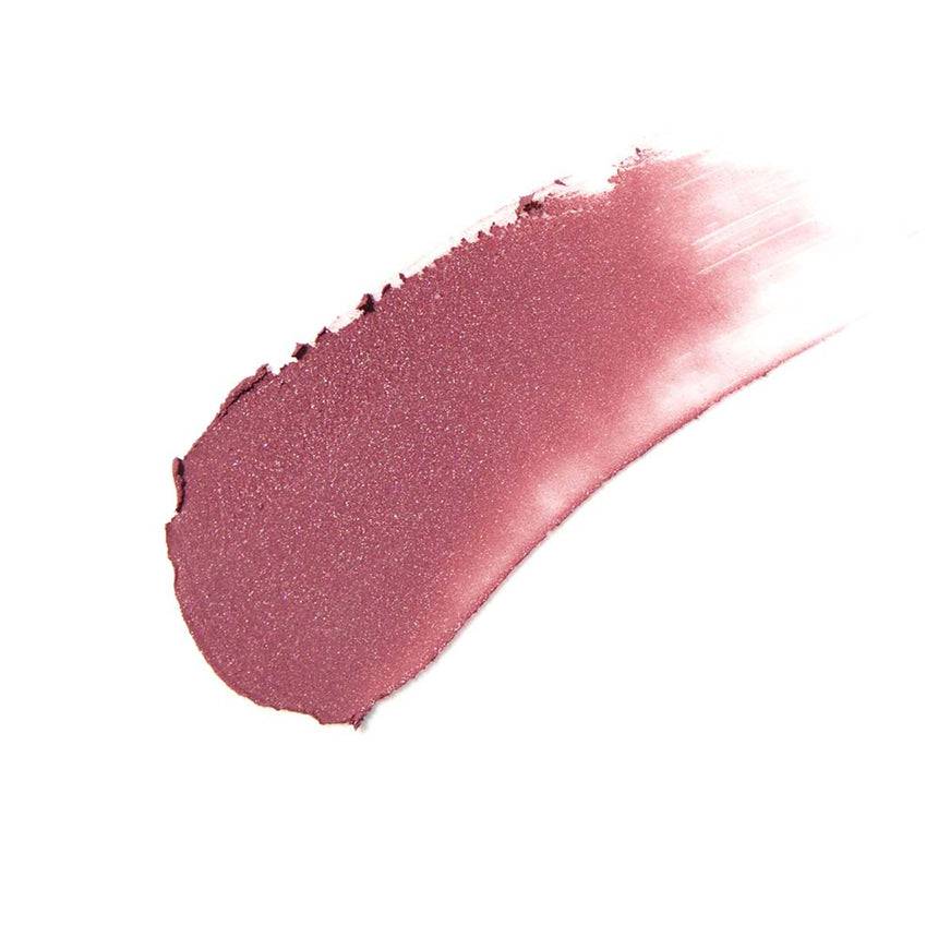 Swatch of plum shade from Three Glam Tone Color Custard, showcasing its rich pigmentation and smooth cream-to-powder finish.