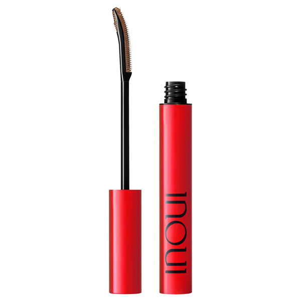 Inoui mascara enhancing eyelash volume and length, perfect for a sophisticated makeup look