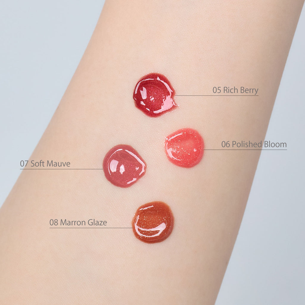 Petal Blooming lip gloss by to/one showcasing vibrant, glossy lips with a smooth, floral-inspired finish