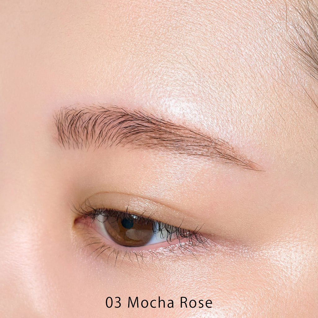 Elegant petal-shaped eyebrow design enhanced with natural bio-eyeshadow for a sophisticated look